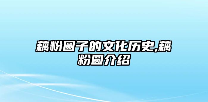 藕粉圓子的文化歷史,藕粉圓介紹